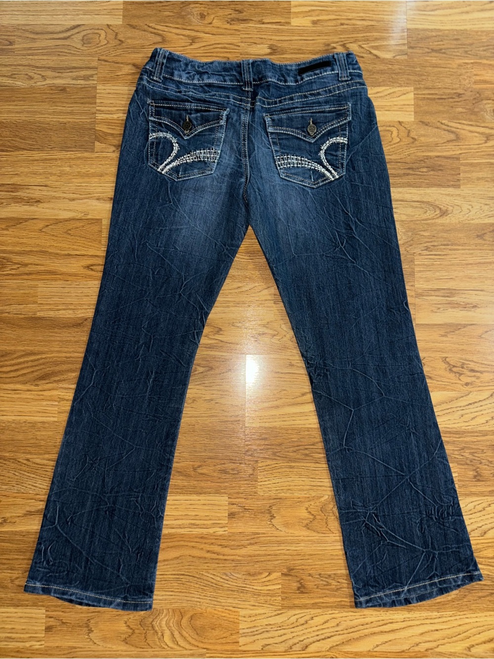 Vanilla Star Bootcut Jeans Juniors Size 13 Embroidered Metallic Stitching Y2K